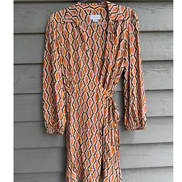 Velvet by Graham & Spencer Wrap Dress | Geometric Print | Size S | Made in USA - Picture 1 of 10